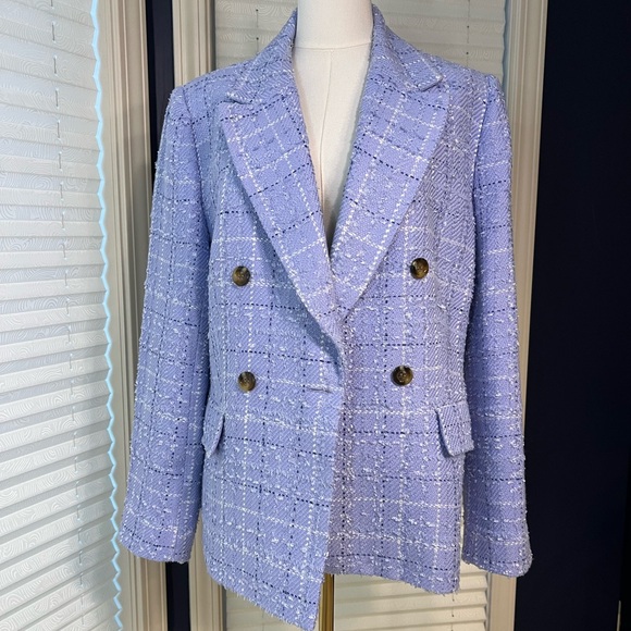 Ann Taylor Jackets & Blazers - Women's Periwinkle Tweed Double-Breasted Blazer